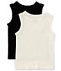 A Loves A Big Girls Sleeveless 2-Pack Seamless Tank Tops, Color:Black/Ivory - Image 2