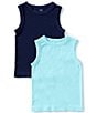 A Loves A Big Girls Sleeveless 2-Pack Seamless Tank Tops, Color:Navy/Aqua - Image 1