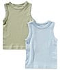 A Loves A Big Girls Sleeveless 2-Pack Seamless Tank Tops, Color:Antique Jade - Image 1