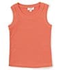 Color:Rose Coral - Image 1 - Big Girls 7-16 Sleeveless Ribbed Tank Top