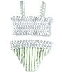A Loves A Big Girls Ditsy Floral/Striped Smocked Bralette Two-Piece Swimsuit, Color:Sunshine Ditsy - Image 2