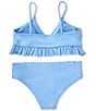 A Loves A Big Girls Solid Flounce Bralette 2-Piece Swimsuit, Color:Blue Block - Image 2