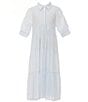 A Loves A Big Girls Striped Balloon Sleeve A-Line Midi Dress, Color:Cloud Blue - Image 1