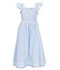 A Loves A Big Girls Striped Flutter Sleeve Maxi Dress, Color:Blue/White - Image 1