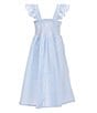 A Loves A Big Girls Striped Flutter Sleeve Maxi Dress, Color:Blue/White - Image 2