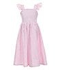 A Loves A Big Girls Striped Flutter Sleeve Maxi Dress, Color:Pink/White - Image 1