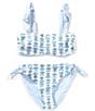 A Loves A Big Girls 7-16 Tie Shoulder Bralette Reversible Two-Piece Swimsuit, Color:Blue Block - Image 1