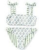A Loves A Big Girls 7-16 Floral/Stripe Tie Shoulder Bralette Two-Piece Swimsuit, Color:Sunshine Ditsy - Image 1