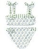 A Loves A Big Girls 7-16 Floral/Stripe Tie Shoulder Bralette Two-Piece Swimsuit, Color:Sunshine Ditsy - Image 2