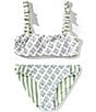 A Loves A Big Girls Reversible Floral/Stripe Tie Shoulder Bralette Two-Piece Swimsuit, Color:Sunshine Ditsy - Image 1