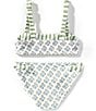 A Loves A Big Girls Reversible Floral/Stripe Tie Shoulder Bralette Two-Piece Swimsuit, Color:Sunshine Ditsy - Image 2