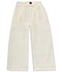 Color:White - Image 1 - Big Girls 7-16 Tie Waist Wide Leg Linen Pants