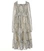 A Loves A Big Girls Tiered Foil Lurex Midi Dress, Color:Cream Black - Image 1