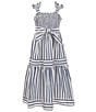 Color:Blue/White - Image 1 - Big Girls 7-16 Tiered Stripe Maxi Dress