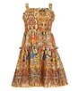 A Loves A Big Girls Vintage Floral Sleeveless Smocked Dress, Color:Sunflower/Multi - Image 1