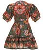 A Loves A Big Girls Bubble Sleeve Floral Print Dress, Color:Olive/Multi - Image 2