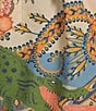 A Loves A Border Print Mandarin Collar Short Bubble Sleeve Button Front Tie At Waist Sheath Mini Dress, Color:Marigold Multi - Image 3