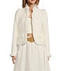 Color:Off White - Image 1 - Boucle Fringe Wool Blend Cropped Open Jacket