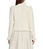 Color:Off White - Image 2 - Boucle Fringe Wool Blend Cropped Open Jacket