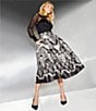 A Loves A Brocade Damask Print High Rise A-Line Flounce Midi Skirt, Color:Black/Silver - Image 6