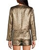 A Loves A Coated Metallic Crew Neck Long Sleeve Button Front Cropped Coordinating Blazer, Color:Gold - Image 2