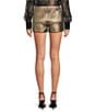 A Loves A Coated Metallic High Rise Flat Front Coordinating Mini Shorts, Color:Gold - Image 2