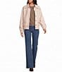 A Loves A Collared Long Sleeve Button Front Bomber Jacket - Image 3