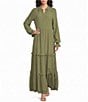 A Loves A Collared Long Sleeve Tiered Maxi Dress - Image 1