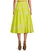 Color:Pistachio - Image 2 - Coordinating High Rise Embroidered Pocketed A-Line Midi Skirt