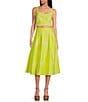 Color:Pistachio - Image 3 - Coordinating High Rise Embroidered Pocketed A-Line Midi Skirt