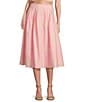 A Loves A Woven Embroidered High Rise Pocketed A-Line Flounce Midi Coordinating Skirt, Color:Light Pink - Image 1