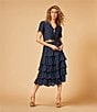 Color:Indigo - Image 3 - Coordinating High Rise Eyelet Embroidered Scalloped Hem Tiered A-Line Coordinating Midi Skirt