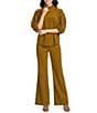 A Loves A Corduroy Bow Mock Neck 3/4 Puffed Sleeve Coordinating Top - Image 3