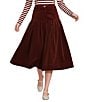 A Loves A Corduroy High Rise Drop Waist A-Line Flounce Midi Skirt, Color:Wine - Image 1