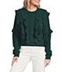 A Loves A Crew Neck Long Sleeve Ruffle Sweater - Image 5