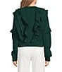 A Loves A Crew Neck Long Sleeve Ruffle Sweater - Image 6