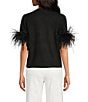 A Loves A Crew Neck Short Sleeve Feather Trim Sweater - Image 2