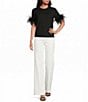 A Loves A Crew Neck Short Sleeve Feather Trim Sweater - Image 3