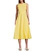 Color:Daffodil - Image 1 - Crew Neck Sleeveless Cutout Poplin A Line Midi Dress