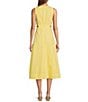 Color:Daffodil - Image 2 - Crew Neck Sleeveless Cutout Poplin A Line Midi Dress