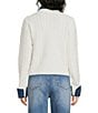 A Loves A Denim Cuffed Collared Long Sleeve Cable Knit Sweater - Image 3
