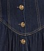 A Loves A Denim Notch Lapel 3/4 Bubble Sleeve Button Front Basque Waist Fit and Flare A-Line Maxi Dress, Color:Dark Rinse - Image 3