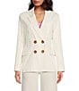 Color:Ivory - Image 1 - Double Breasted Coordinating Denim Blazer