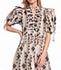 A Loves A Embroidered V Neck Short Bubble Sleeve Woven Coordinating Blouse - Image 1