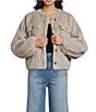 A Loves A Faux Fur Round Neck Long Bubble Sleeve Button Front Jacket - Image 1