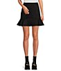 Color:Black - Image 1 - Faux Suede High Rise Ruffle Hem Mini Skirt