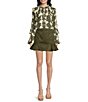 Color:Dark Olive - Image 3 - Faux Suede High Rise Ruffle Hem Mini Skirt