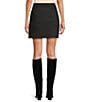 A Loves A Faux Suede High Rise Wrap Front A-Line Mini Skirt, Color:Black - Image 2