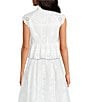 A Loves A Floral Lace Mandarin Collar Cap Sleeve Button Coordinating Front Ruffle Hem Top - Image 2