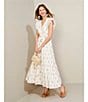 Color:Ivory - Image 3 - Floral Metallic Striped Print Surplice V-Neck Short Ruffled Sleeve Tiered Maxi Dress